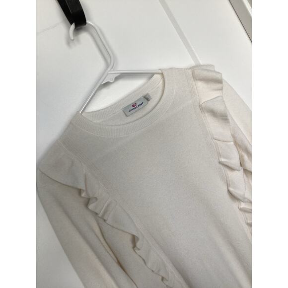 Vineyard Vines Girls Ruffle Crew Neck Sweater Marshmallow White Size Large - Picture 2 of 11